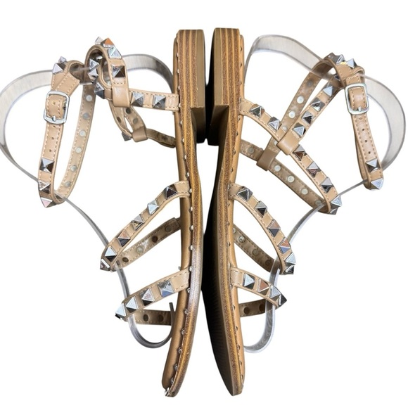 Steve Madden Womens Travel Rock Stud Sandals No Size Tan Gladiator Flats READ - Picture 6 of 12